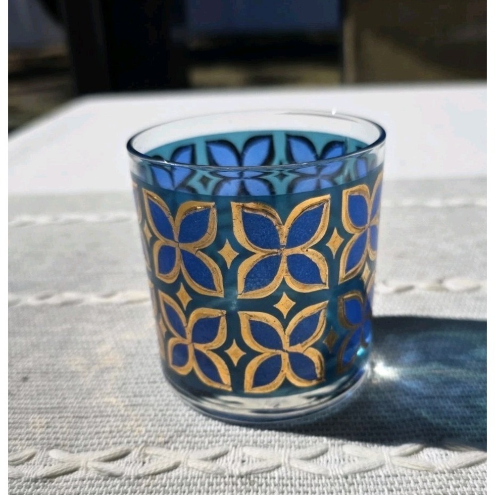 VTG Georges Briard Blue‎ Gold Glass Tumbler Mid Century Modern MCM Replacement
